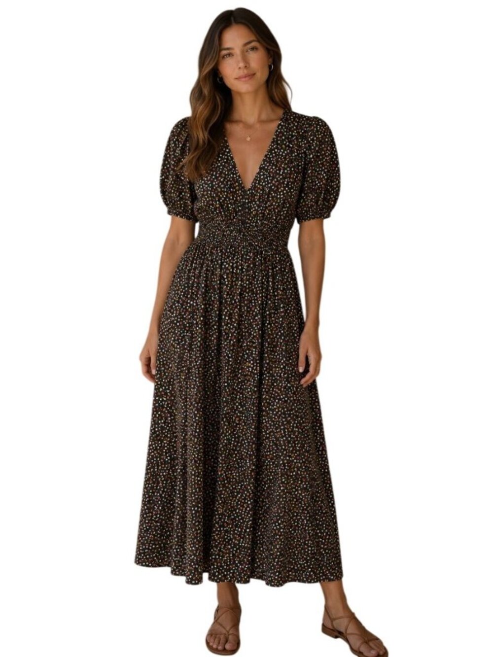 Matteau Smocked Floral-Print Organic Cotton Midi Dress NWOT - Size 10